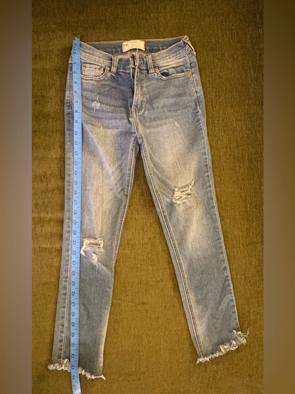 Free People Light Blue Ripped Skinny Jeans